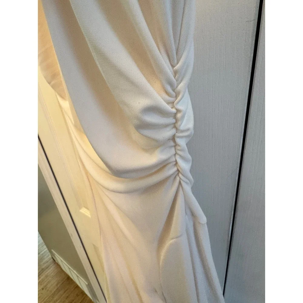 Cinq a Sept Carino Dress Ivory Cowl Neck Ruched Midi ZD29742741Z New Size 8 - Picture 8 of 12